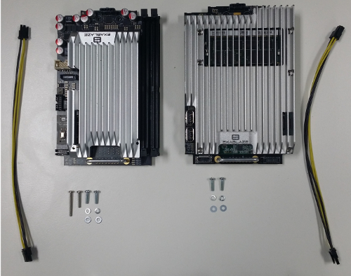 figure 1: both modules presented here (FPGA left, x86 right)