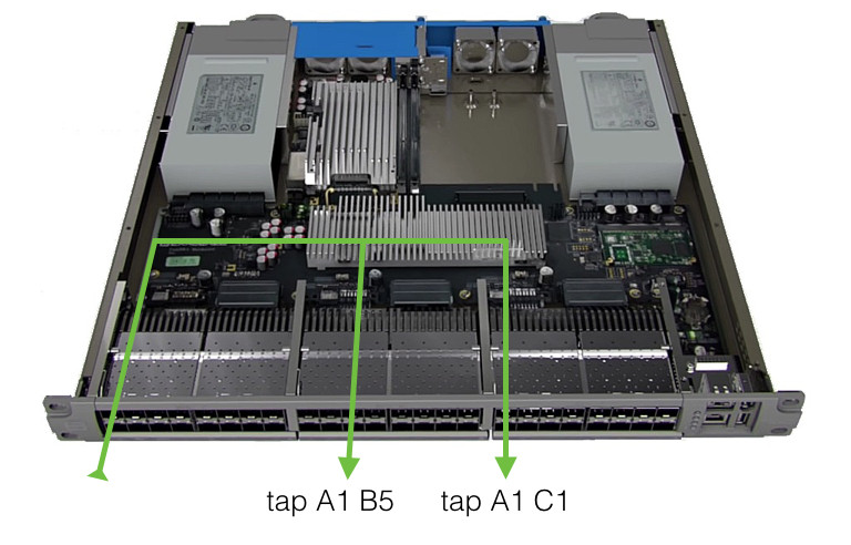 A diagram showing the datapath that is used when one port is tapped to multiple outputs